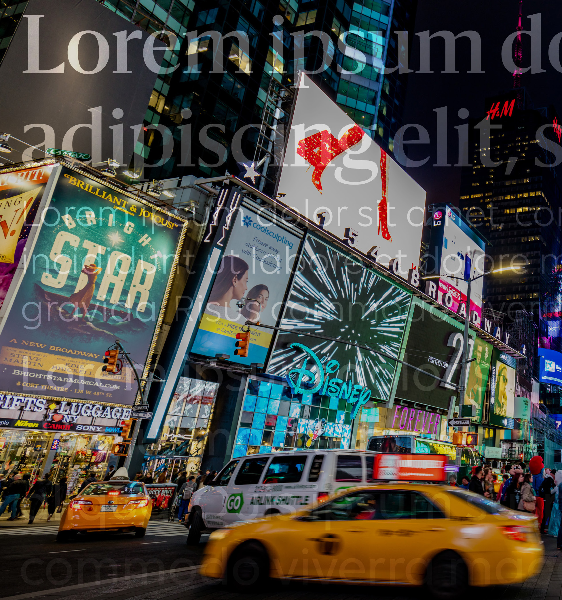 Vivid city scene with typography layered over a close-up view